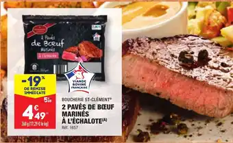 ALDI 2 PAVÉS DE BOEUF MARINÉS À L'ÉCHALOTE(A) offre