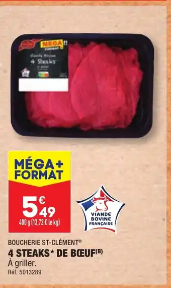 ALDI 4 STEAKS DE BŒUF(B) offre