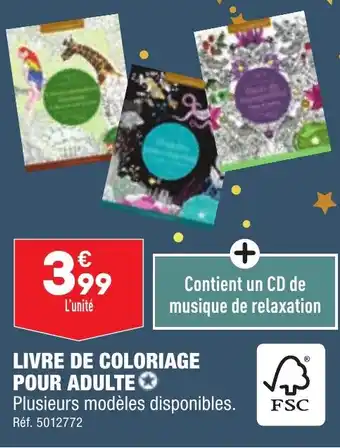 ALDI LIVRE DE COLORIAGE POUR ADULTE offre