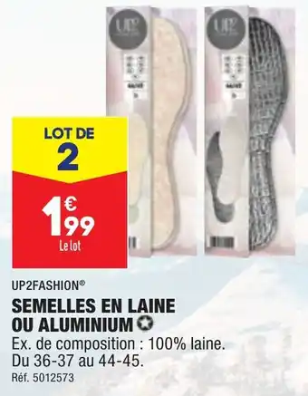 ALDI SEMELLES EN LAINE OU ALUMINIUM offre