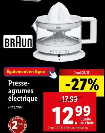 Lidl Braun presse-agrumes électrique offre