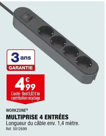 ALDI Workzone multiprise 4 entrées offre