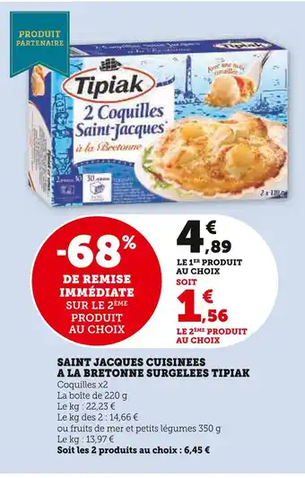 U Express Tipiak saint jacques cuisinees a la bretonne surgelees offre