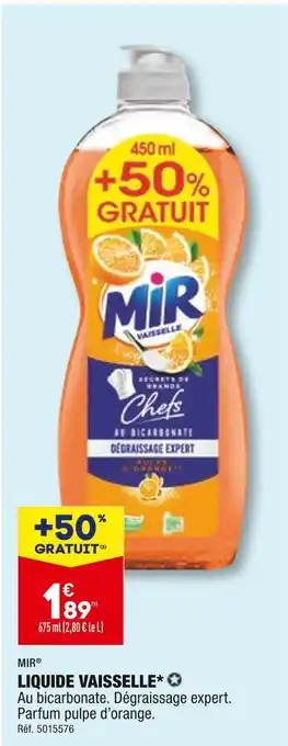 ALDI Mir liquide vaisselle offre
