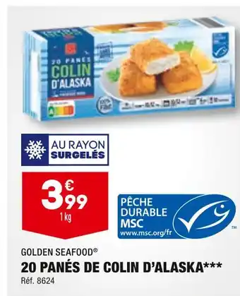 ALDI Golden seafood 20 panés de colin d’alaska offre