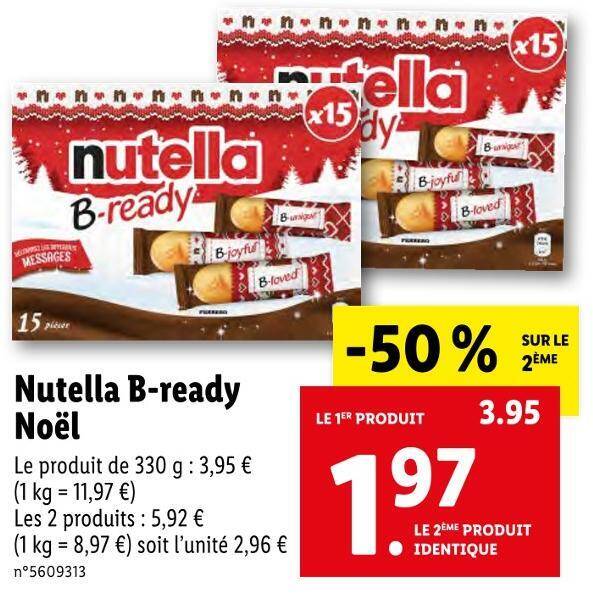 Promo Nutella nutella bready noël chez Lidl