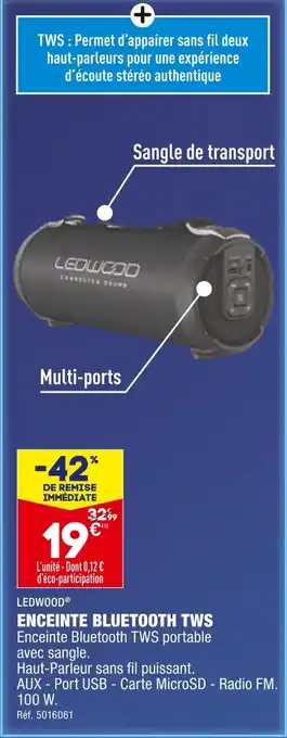 ALDI Ledwood enceinte bluetooth tws offre