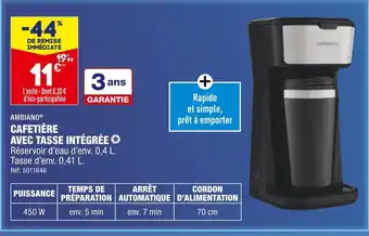 ALDI Ambiano cafetière avec tasse intégrée offre