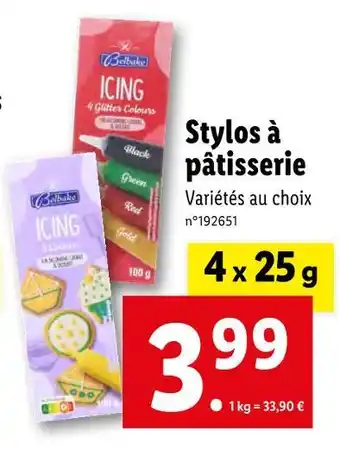 Lidl Belbake stylos à pâtisserie offre