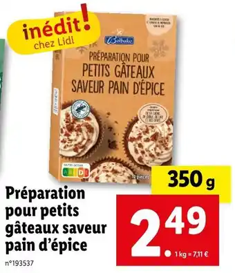 Lidl Belbake préparation pour petits gâteaux saveur pain d’épice offre