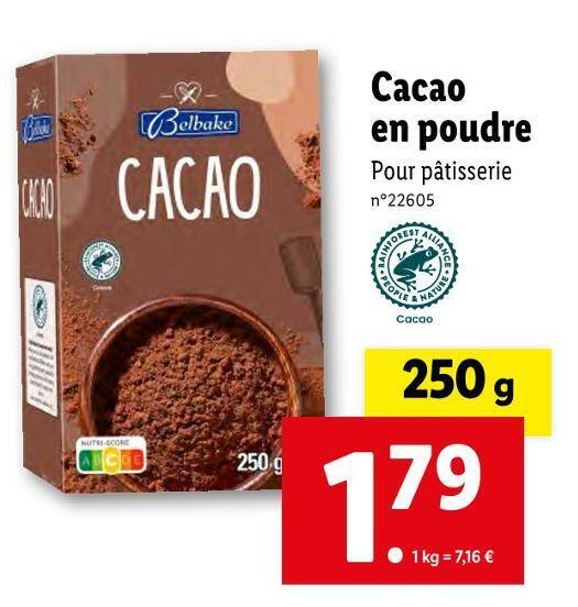 Promo Belbake cacao en poudre chez Lidl