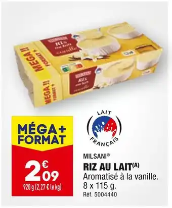 ALDI Milsani riz au lait offre