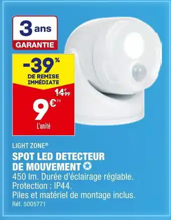 Light zone spot led detecteur de mouvement