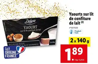 Lidl Deluxe yaourts sur lit de confiture de lait offre