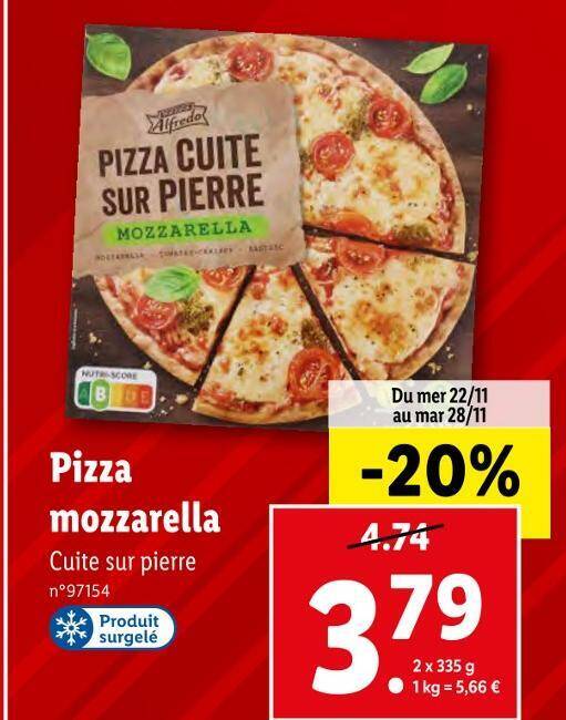 Promo Alfredo pizza mozzarella chez Lidl