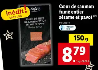 Lidl Deluxe cœur de saumon fumé entier sésame et pavot offre