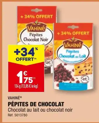 ALDI Vahiné pépites de chocolat offre