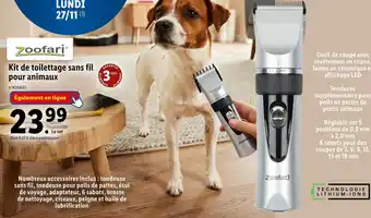 Lidl Zoofari kit de toilettage sans fil pour animaux offre