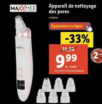 Lidl Maxxmee appareil de nettoyage des pores offre
