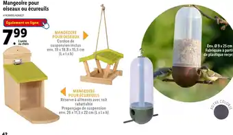 Mangeoire pour oiseaux ou écureuils
