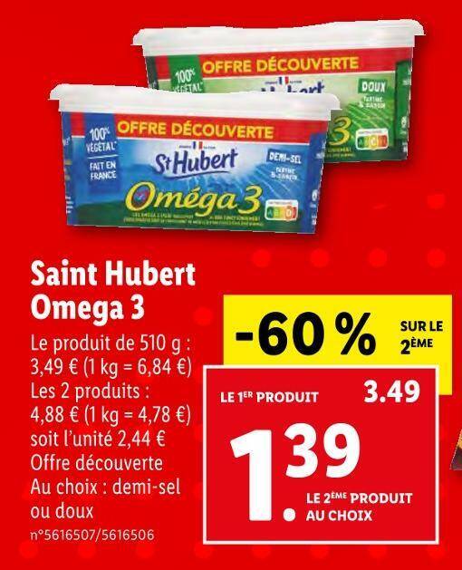 Promo Saint hubert saint hubert omega 3 chez Lidl