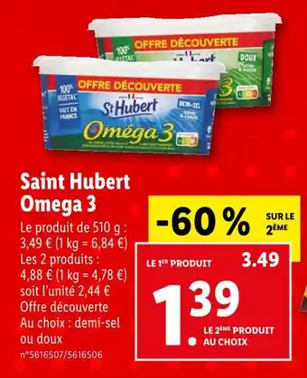 Lidl Saint hubert saint hubert omega 3 offre