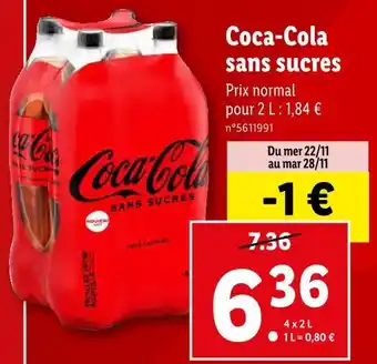 Lidl Coca-cola coca-cola sans sucres offre
