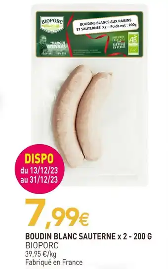 naturéO Bioporc boudin blanc sauterne x 2 offre
