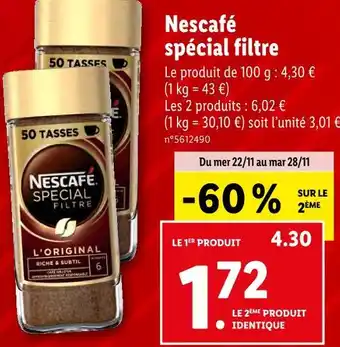 Lidl Nescafé nescafé spécial filtre offre