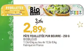 naturéO Biobleud pâte feuilletée pur beurre offre