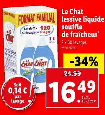 Lidl Le chat lessive liquide souffle de fraîcheur offre