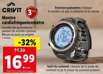Lidl Crivit montre cardiofréquencemètre offre