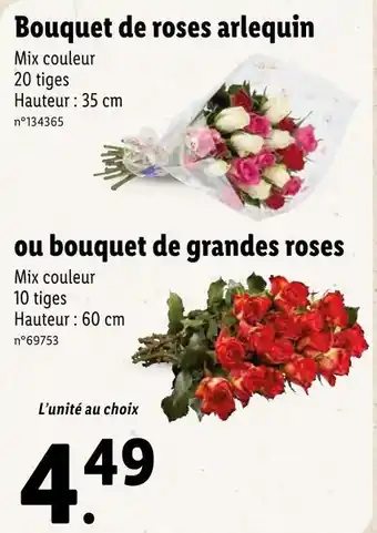 Lidl Bouquet de roses arlequin ou bouquet de grandes roses offre