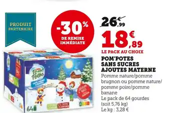 Super U Materne pom'potes sans sucres ajoutes offre