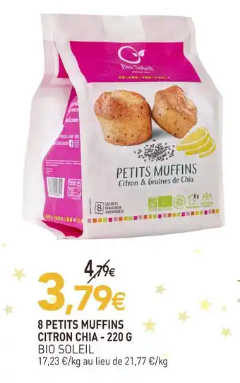 naturéO Bio soleil 8 petits muffins citron chia offre