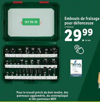 Lidl Embouts de fraisage pour défonceuse offre