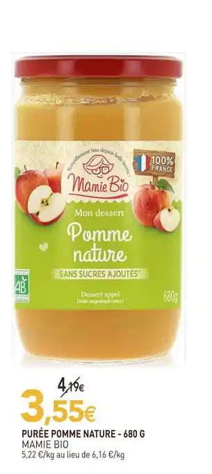 naturéO Mamie bio purée pomme nature offre