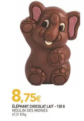 naturéO Moulin des moines éléphant chocolat lait offre