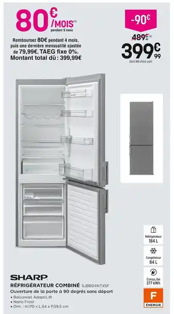 Pulsat Sharp réfrigérateur combiné offre