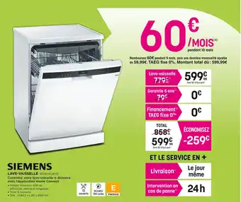 Pulsat Siemens lave-vaisselle offre