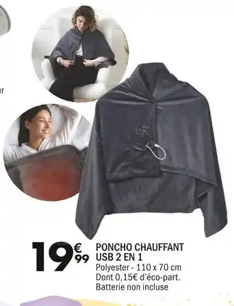 Poncho chauffant usb 2 en 1