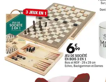 La Foir'Fouille Jeu de société en bois 3 en 1 offre