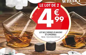 La Foir'Fouille Lot de 2 verres à whisky et 6 pierres offre