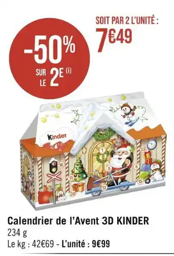 Casino Hyperfrais Kinder calendrier de l’avent 3d offre