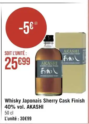 Casino Hyperfrais Akashi whisky japonais sherry cask finish 40% vol offre