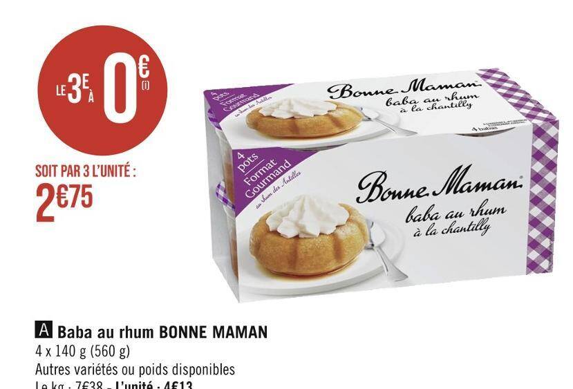Promo Bonne maman baba au rhum chez Casino Hyperfrais