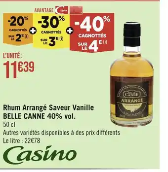 Casino Hyperfrais Belle canne rhum arrangé saveur vanille 40% vol offre