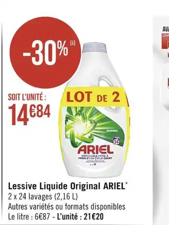 Casino Supermarchés Ariel lessive liquide original offre