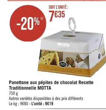 Casino Supermarchés Motta panettone aux pépites de chocolat recette traditionnelle offre