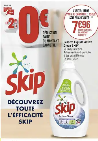 Casino Supermarchés Skip lessive liquide active clean offre